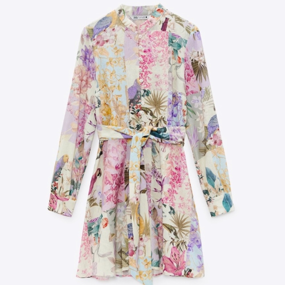 ZARA FLORAL LINEN DRESS - Picture 6 of 7